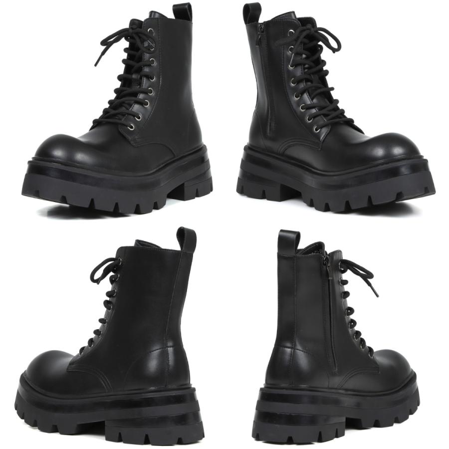 boozd メンズ 10cm身長アップ シークレットブーツ 厚底 革 レザー