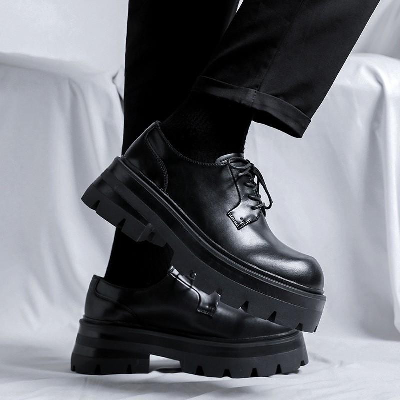 boozd メンズ 9cm身長アップ シークレットブーツ 厚底 革 レザー