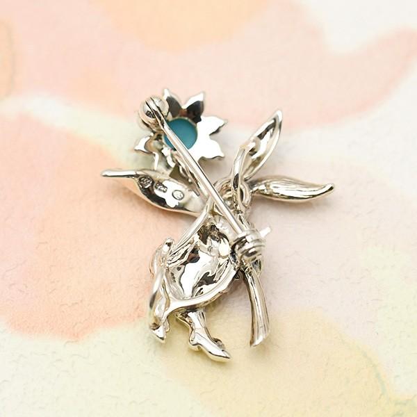 碌山 ターコイズ シードパール うさぎ ブローチペンダント おめかし