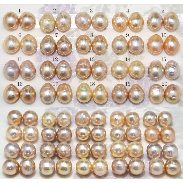 11mm シャンパンカラー バロック 淡水真珠 ピアス/イヤリング K18 K14