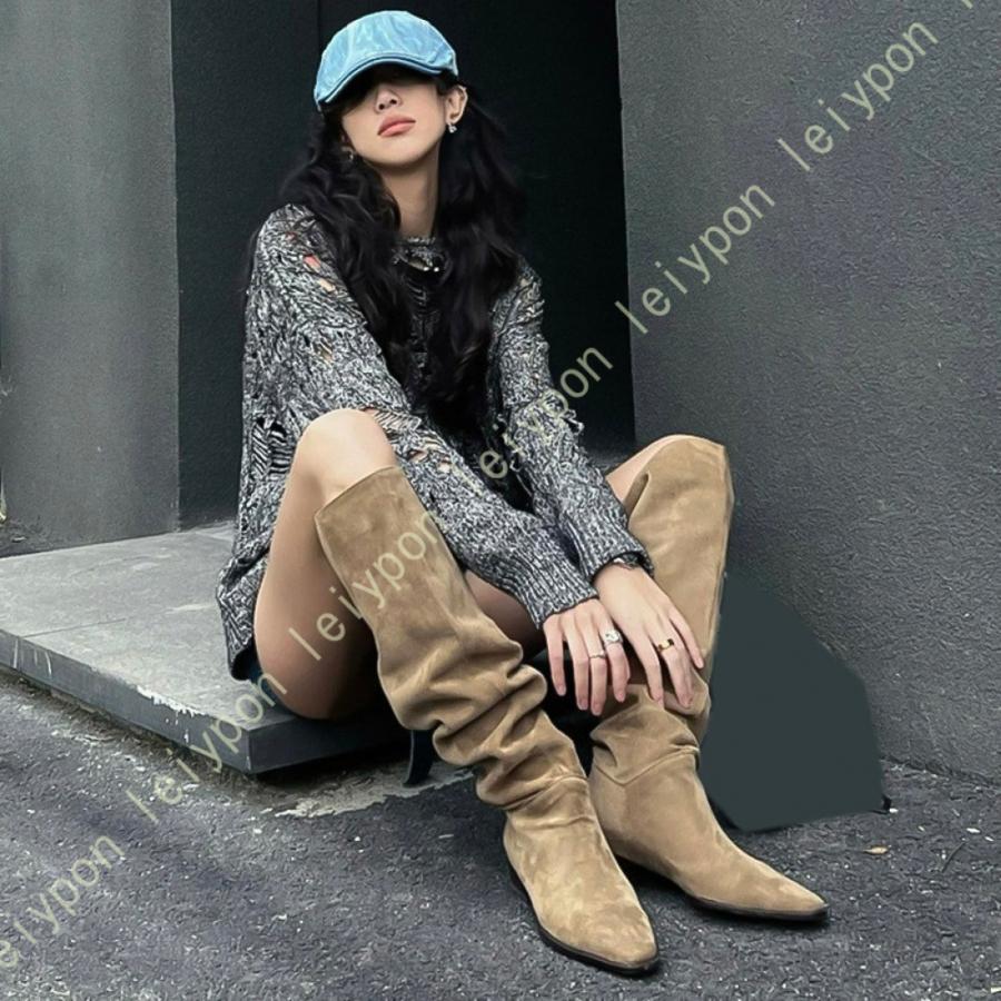 ロングブーツ レディース くしゅくしゅ 美脚 ジョッキーブーツ