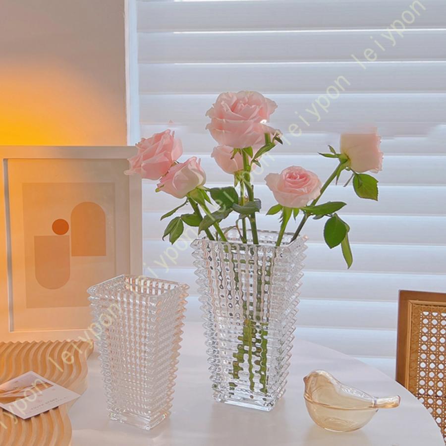 花瓶 フラワーベース おしゃれ ガラス 小さい 北欧 四角 シンプル