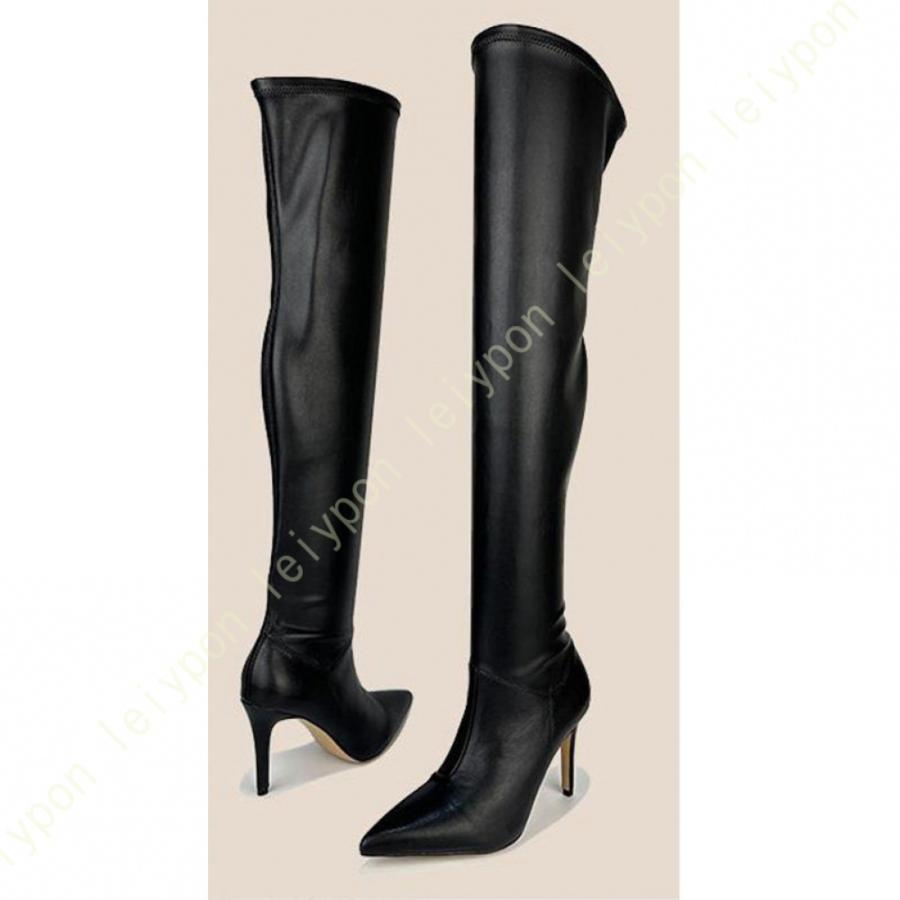 ニーハイブーツ 黒 白 赤 大きいサイズ ピンヒール レディース ブーツ