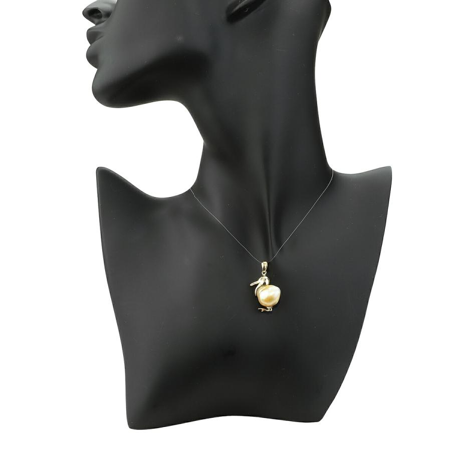 アヒルモチーフ パールペンダントトップ 真珠 8.0×15.0mm K18 中古