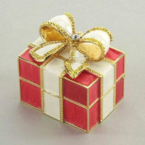 プレゼントボックスオルゴール 赤箱＋白リボン : インテリア雑貨LeMode