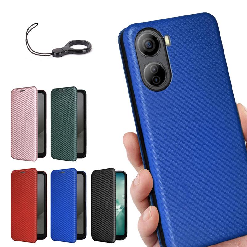 ZTE Libero 5G IV ケース 手帳型 Libero 5G IV カバー 炭素繊維素材