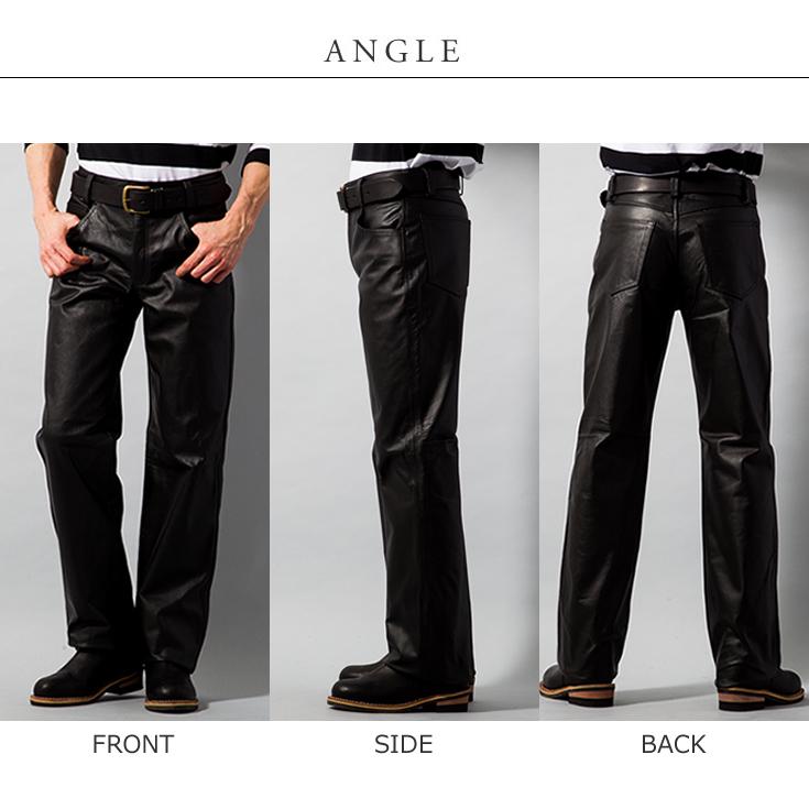 Horn Works 本革 レギュラーフィットレザーパンツ メンズ ホーン
