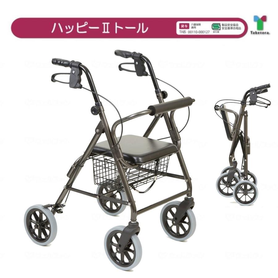 竹虎 歩行車 歩行器 屋外 屋内 ハッピーII トール ダークグレー