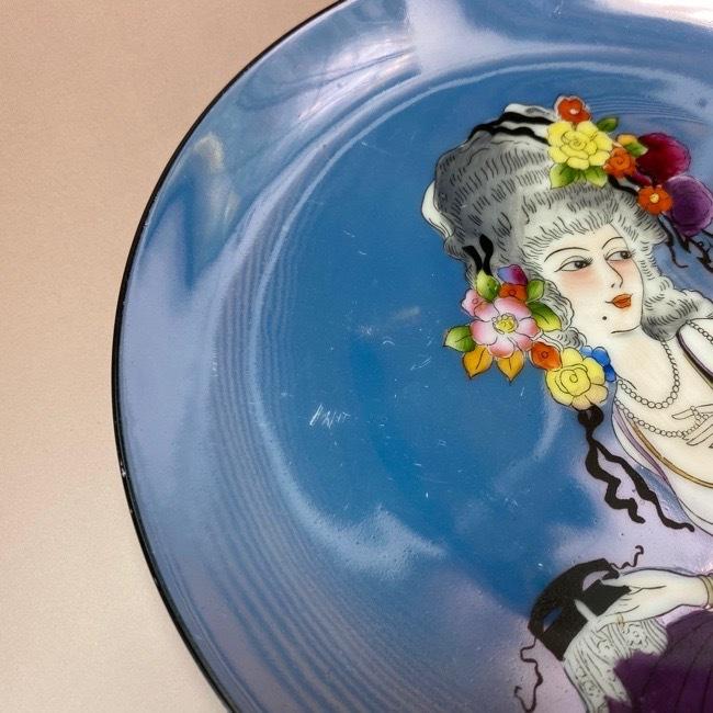 オールドノリタケ ポンパドール夫人 飾り皿 ブルーラスター彩 M-JAPAN