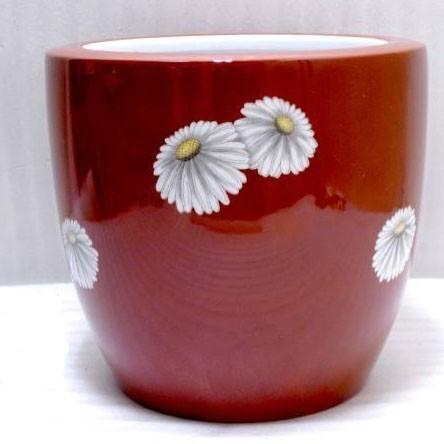 ノリタケ オールドノリタケ 朱地白菊紋火鉢 大正時代の製品 日陶会社