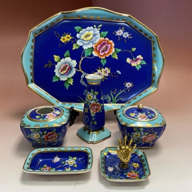 ノリタケ オールドノリタケ ドレッサーセット 6点セット ブルー花紋