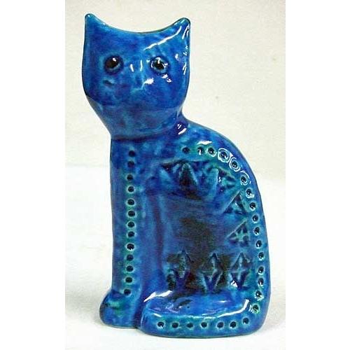 イタリア製 輸入雑貨 ネコ ねこ 猫 おすわり 置物 オブジェ ブルー