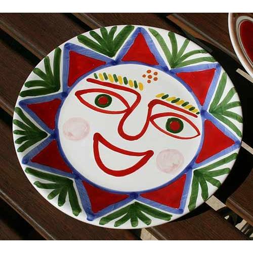 イタリア製 輸入雑貨 シチリア 陶器 絵皿 壁飾り 壁掛け 手描き 太陽