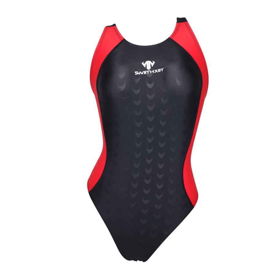 SWIMHXBY] 競泳水着 レディース ガールズ 283 ベーシック 黒赤