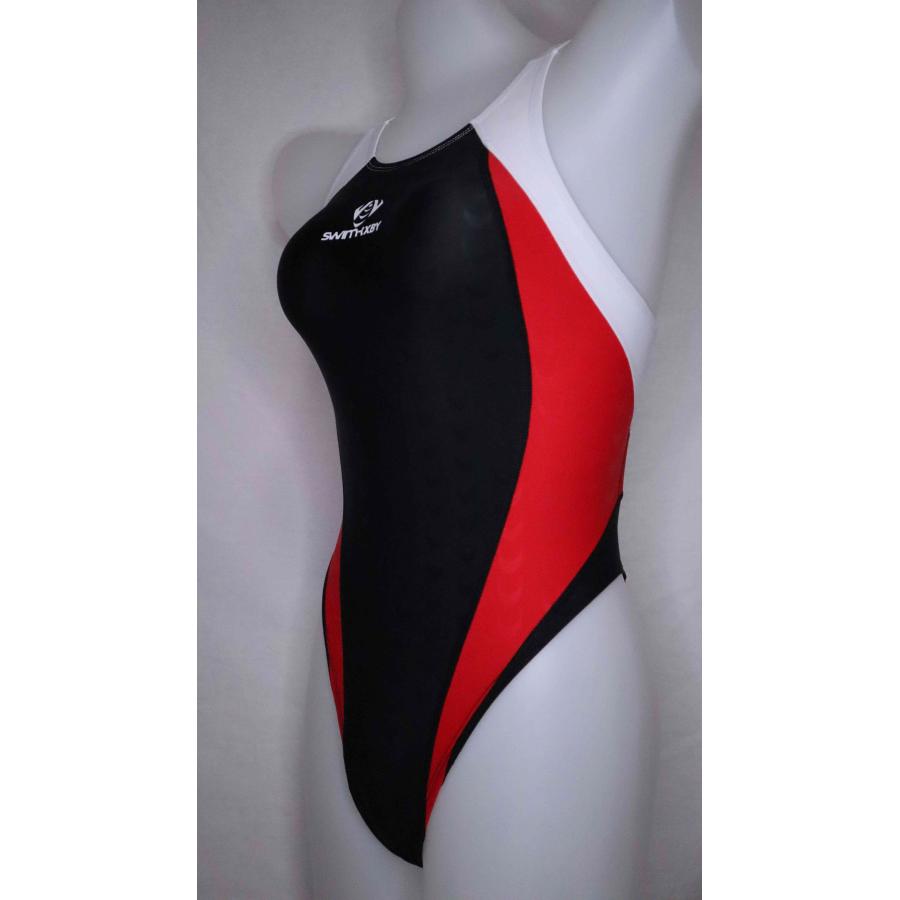 SWIMHXBY] 競泳水着 レディース ガールズ 282 ハイレグモデル 黒赤白