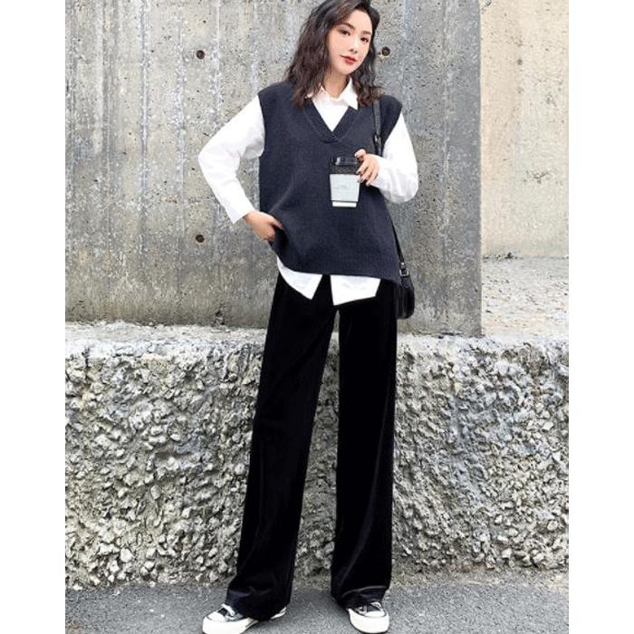 ワイドパンツルック ベロアパンツ ガウチョパンツ ロングマキシ丈