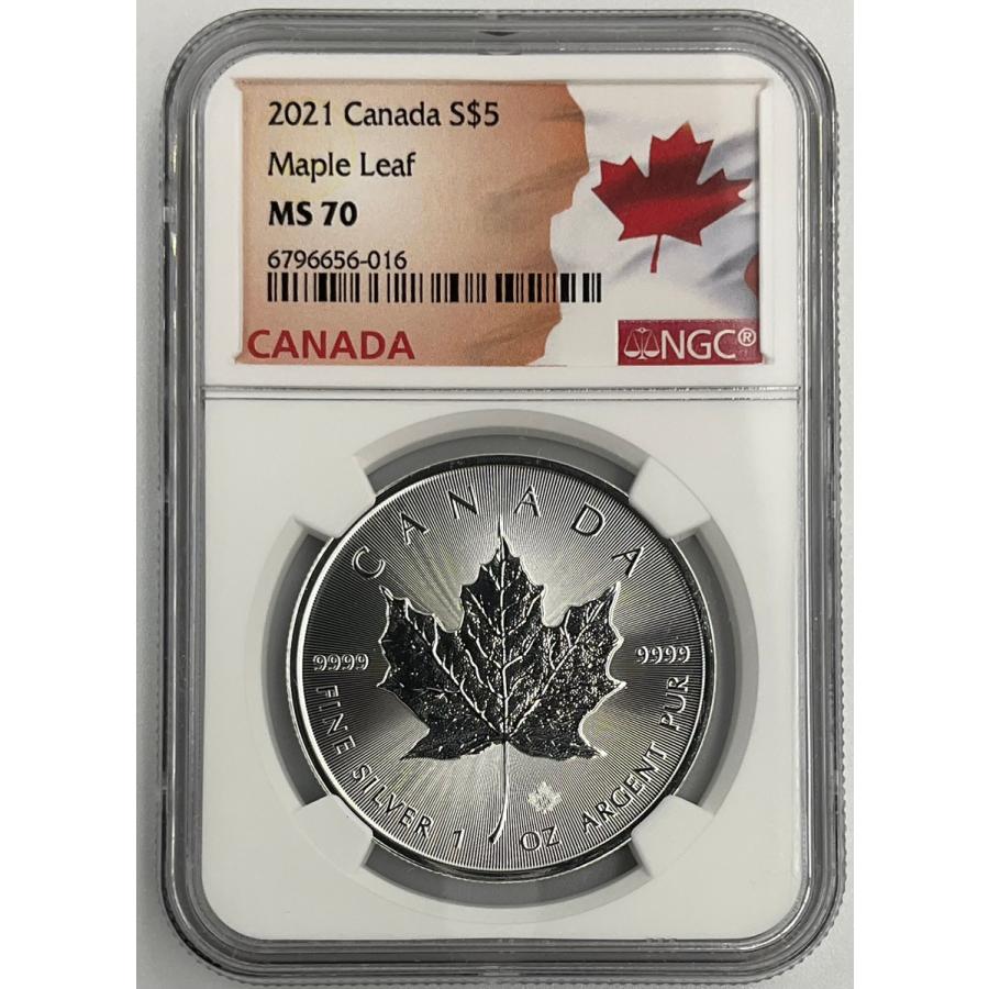 2021年 カナダ メイプルリーフ 1oz 5ドル 銀貨 エリザベス2世 NGC社