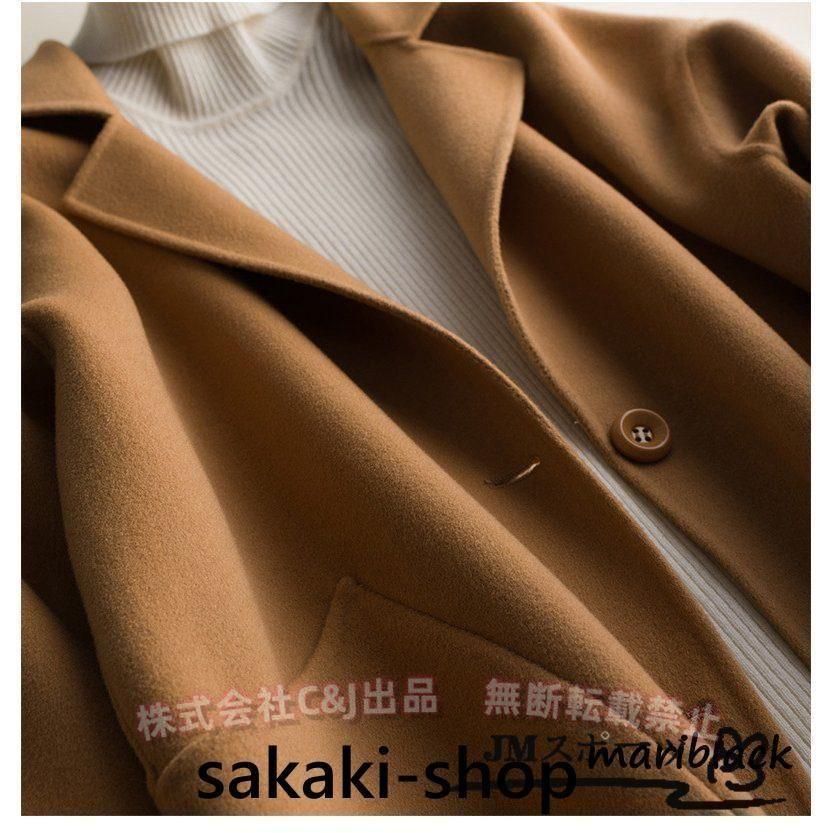 上品ハーフコート ウール100% リバーコート ダブルフェイスコート 一枚