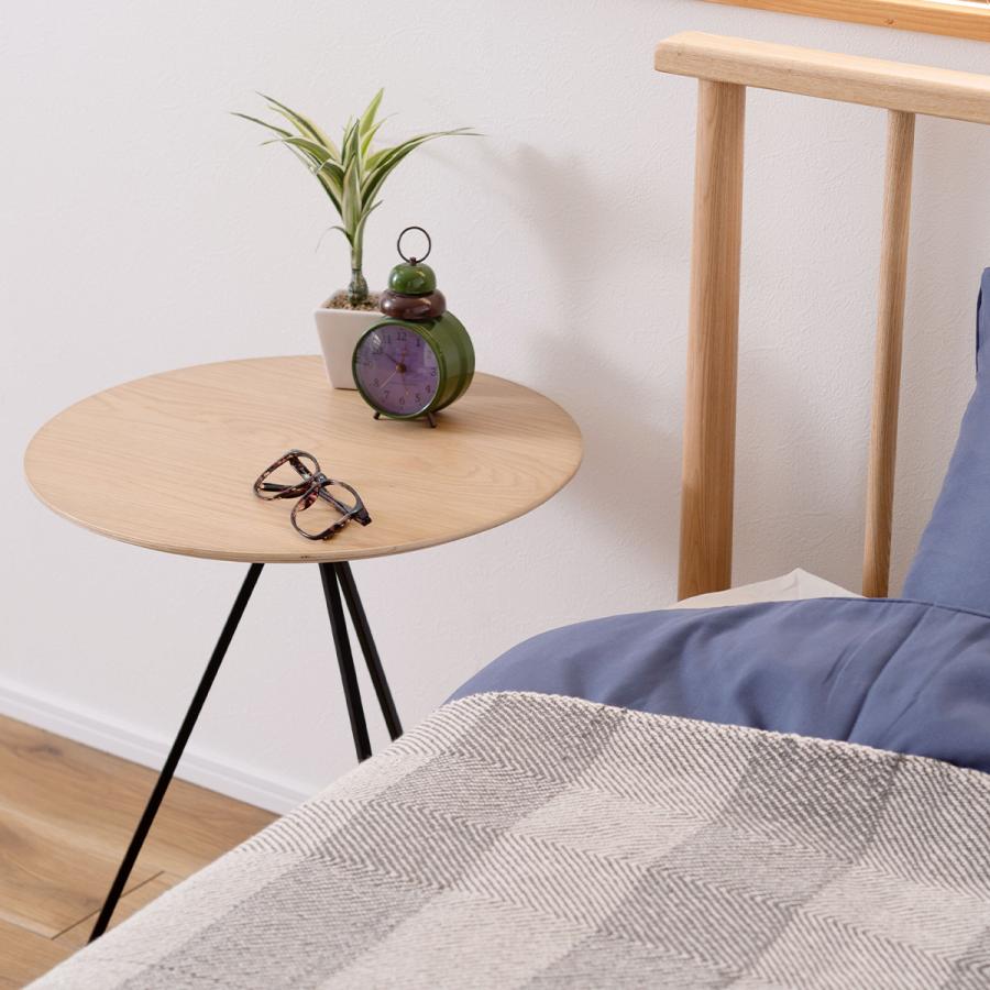 サイドテーブル テーブル ナイトテーブル アイアン 木製 天然木 オーク