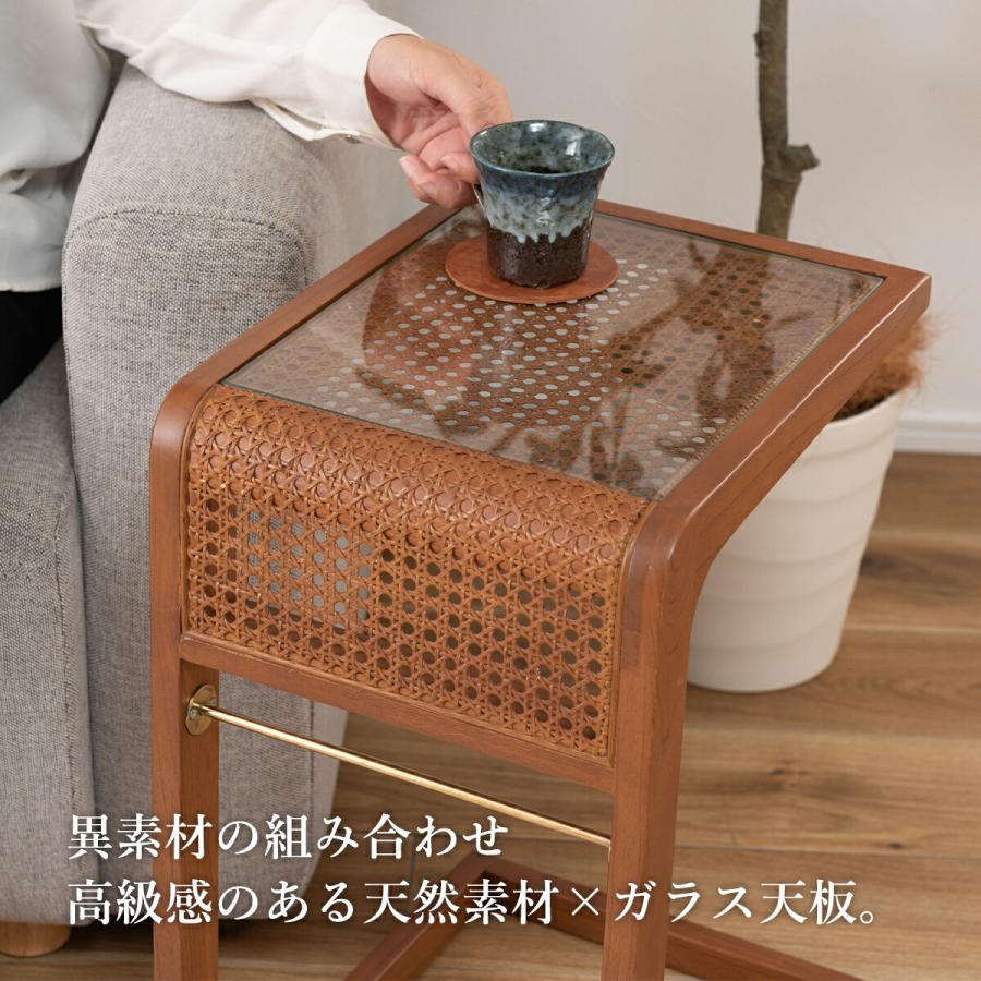 東谷 サイドテーブル ミニテーブル ソファーテーブル コの字 ガラス