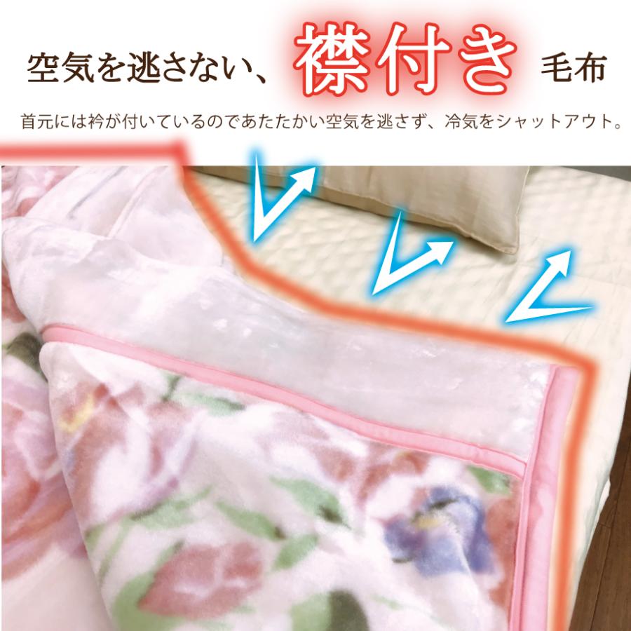 西川（nishikawa） 毛布 ダブル 180x210 衿付き合せ毛布 2枚合せ