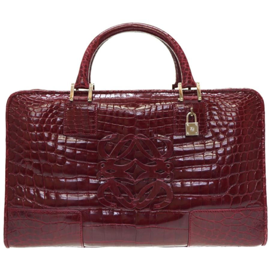 LOEWE（ロエベ） アマソナ36 クロコダイル ボルドー ハンドバッグ
