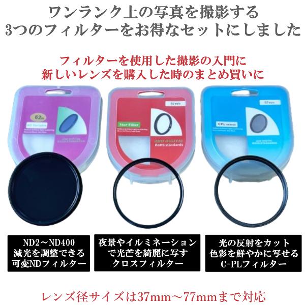 フィルター 3種 ＋ フィルターケース 4点 セット C-PLフィルター 可変