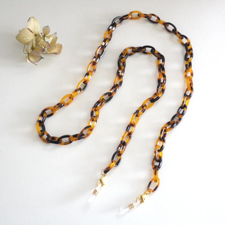 メガネチェーン おしゃれ レディース べっ甲 トータス シェル ブラウン