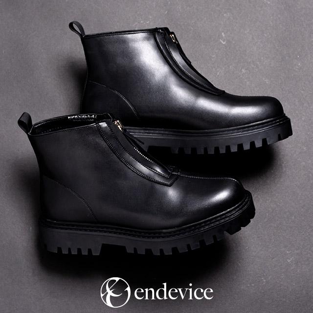 endevice（エンデヴァイス） ショートブーツ メンズ フロントジップ