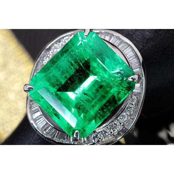 エメラルド リング/指輪 9.880カラット プラチナ900 PT900 大粒約10