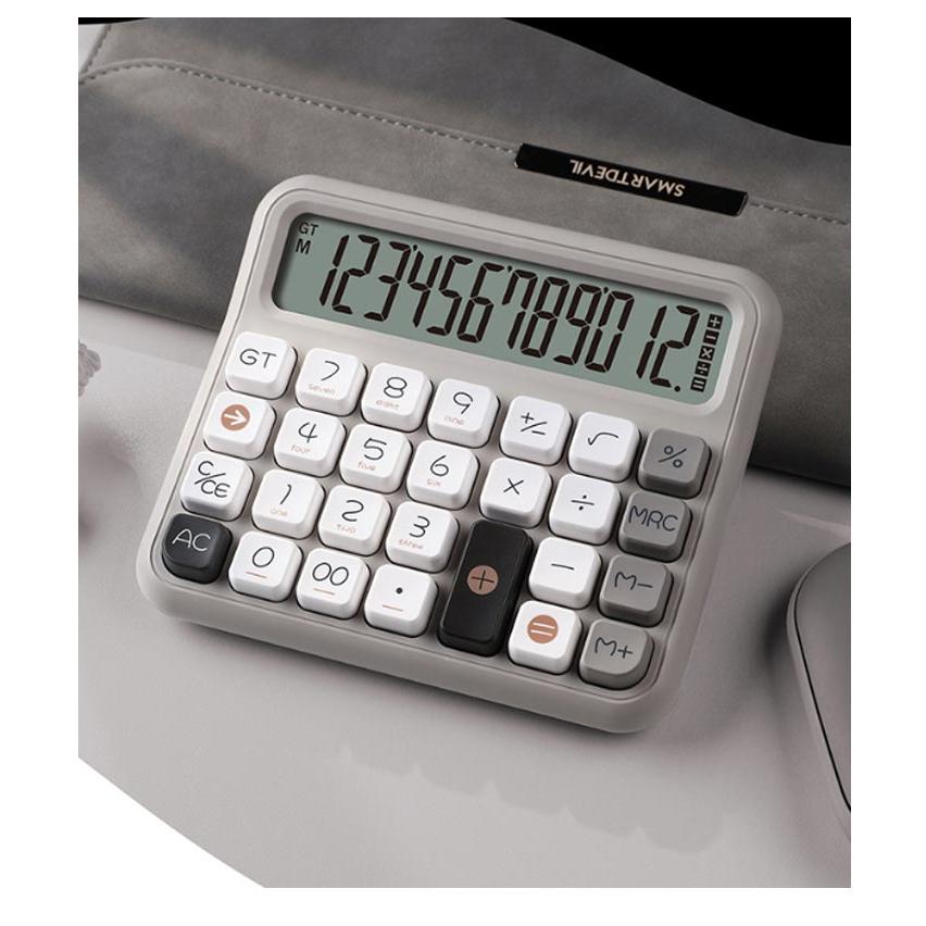 レトロ 可愛い 電卓 12桁 卓上電卓 デスクトップ電卓 計算機 特大LCD