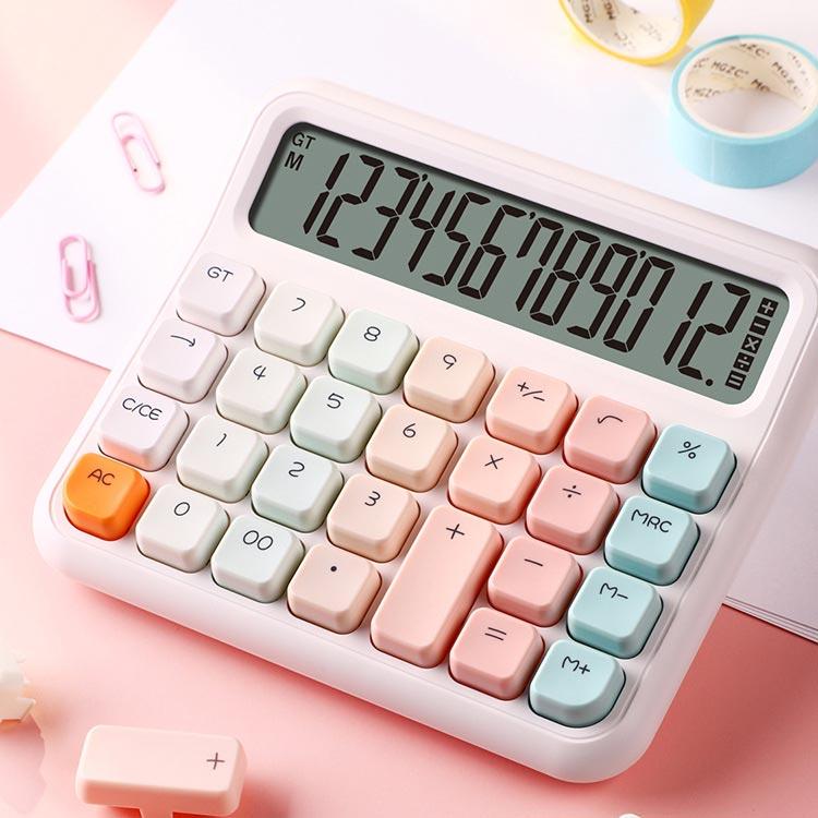 レトロ 可愛い 電卓 12桁 卓上電卓 デスクトップ電卓 計算機 特大LCD