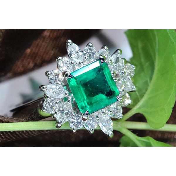 エメラルド リング/指輪 1.190カラット プラチナ900 PT900 豪華