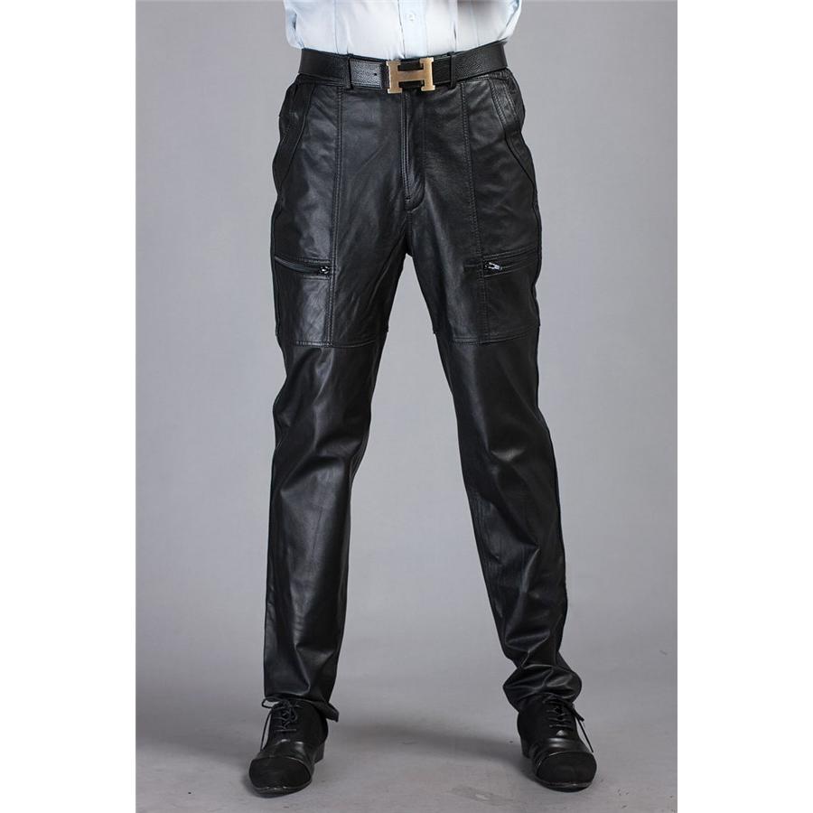 SALE! 本革 レザーパンツ 黒色 羊革パン ライダースパンツ メンズ