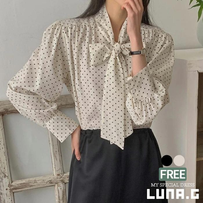 ボウタイ ブラウス フォーマル レディース ドット 水玉 入学式 入園式