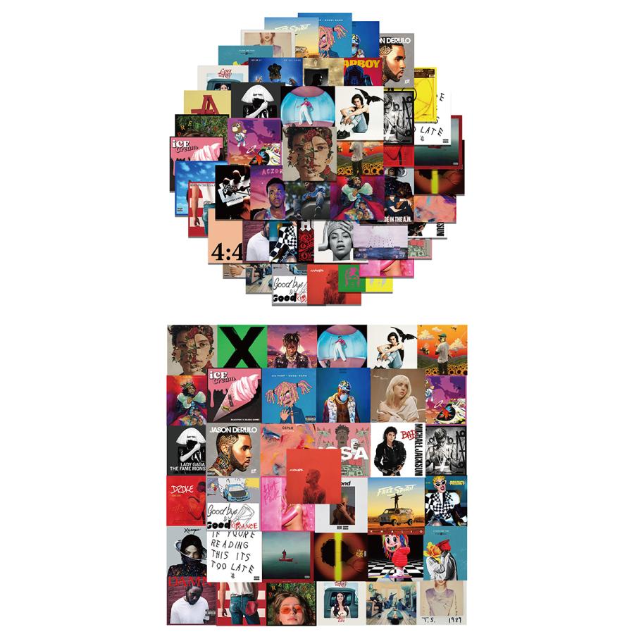 洋楽 アーティスト アルバムジャケット ステッカー 55枚セット PVC