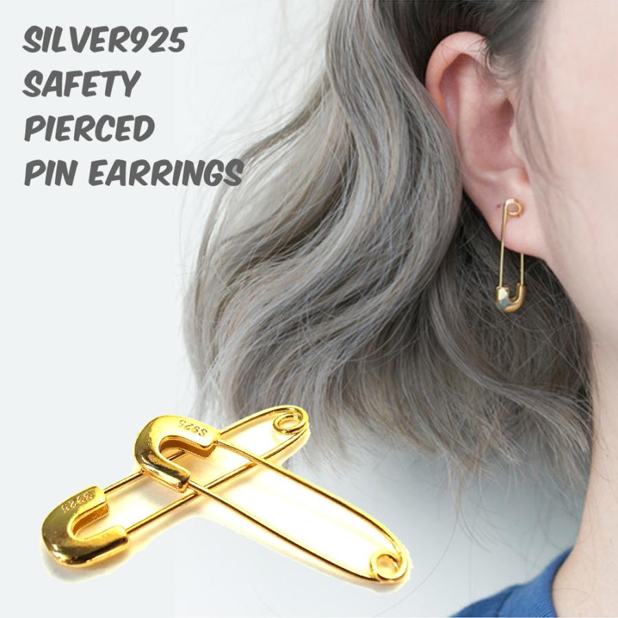 Silver925 ゴールド 安全ピン型 ピアス 2個セット アクセサリー メンズ