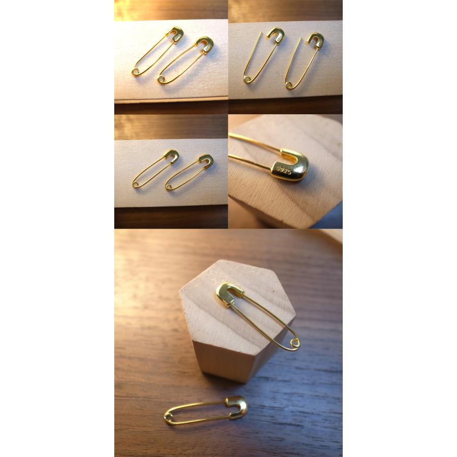 Silver925 ゴールド 安全ピン型 ピアス 2個セット アクセサリー メンズ