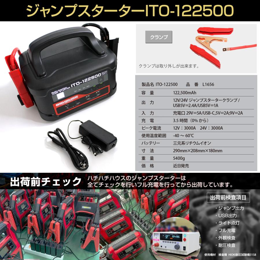 88ハウス 人気 超大容量 軽量 コンパクト ITO 122500mAh 12V 24V 兼用