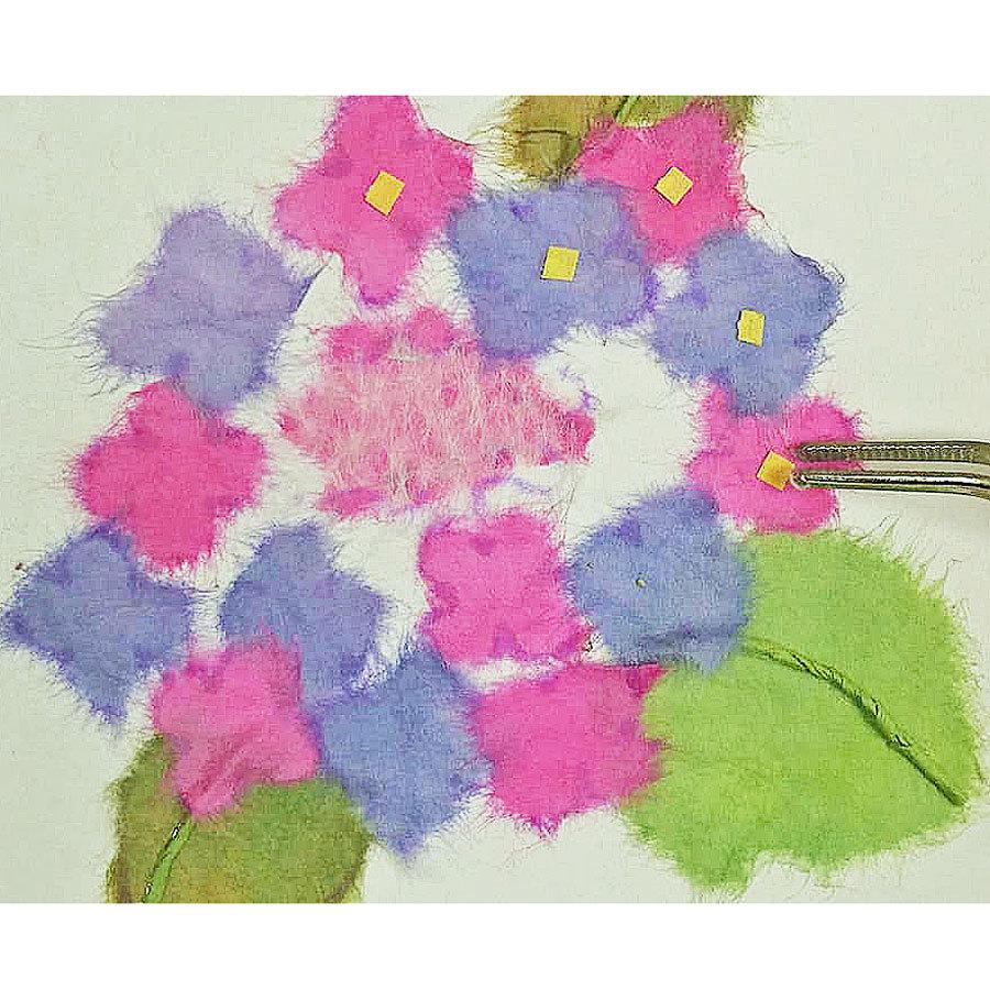 和紙ちぎり絵キット・ミニ壁掛け「紫陽花」 : 布がたり ヤフー店