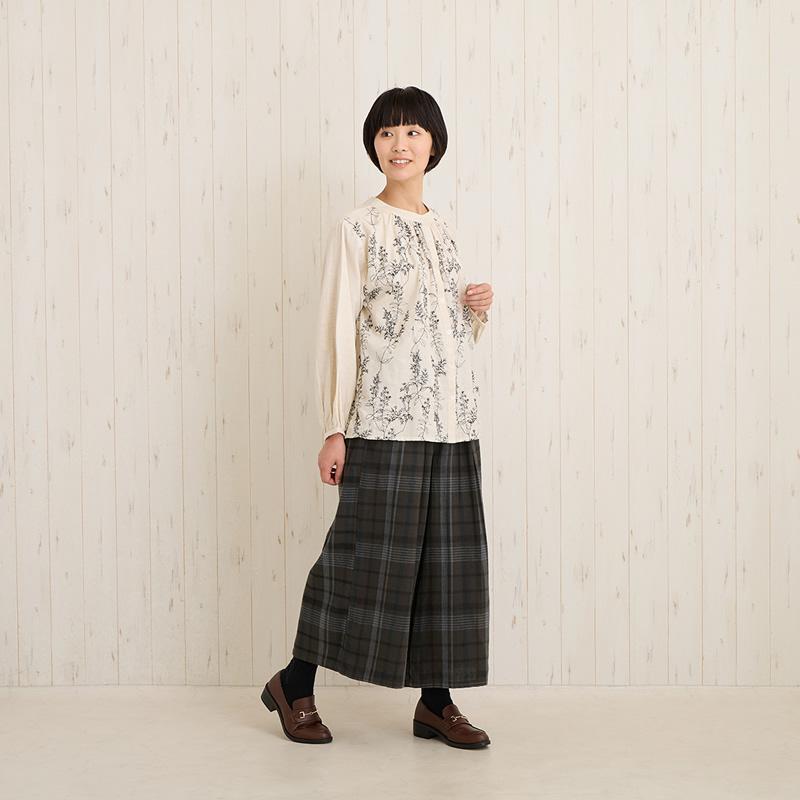 パンツ タータンチェック レディース ロング セミロング ワイドパンツ