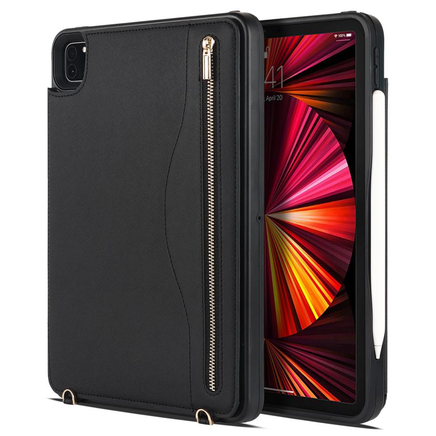 iPad Pro ケース 11 インチ ショルダー ポケット 背面 手帳型 ペン収納