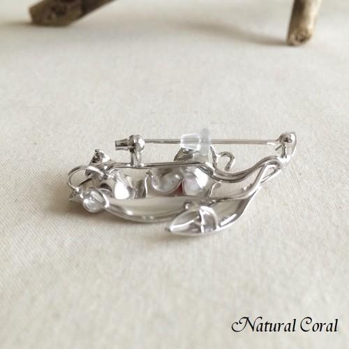 血赤珊瑚 ちあかさんご ブローチ 小花 シルバー ナチュラルコーラル
