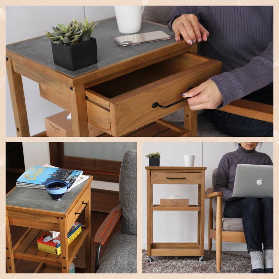 サイドテーブル 幅35cm 奥行45cm 高さ72cm 作業スペース 収納 引出し