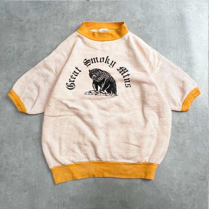 VINTAGE 60'S DIAMOND G FLOCKY PRINT SHORT SLEEVE BORDER SWEAT