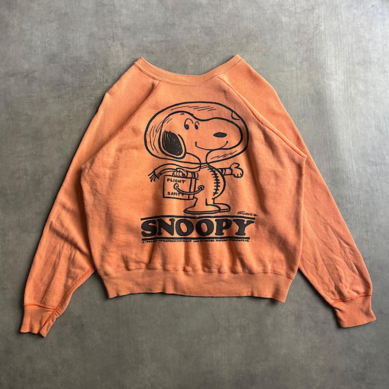 60'S SPRUCE PEANUTS SNOOPY Astronaut Vintage Sweat Shirts ORANGE