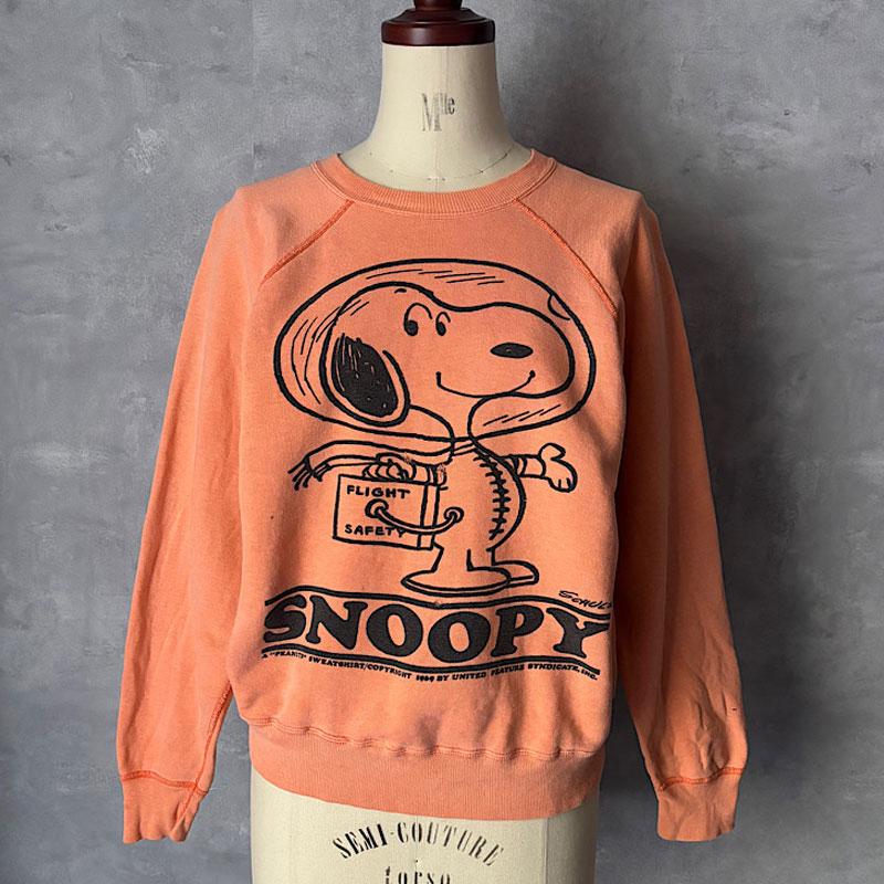 60'S SPRUCE PEANUTS SNOOPY Astronaut Vintage Sweat Shirts ORANGE
