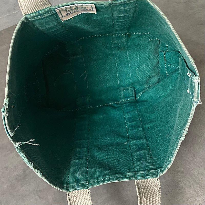 80's L.L.BEAN Deluxe Tote Bag MEDIUM GREEN/NAVY Made in USA 80年代