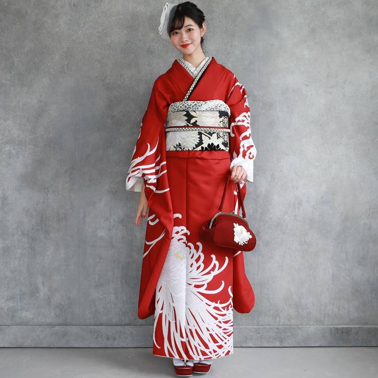 最大20日間レンタル 振袖 レンタル 成人式 赤 フルセットレンタル24点