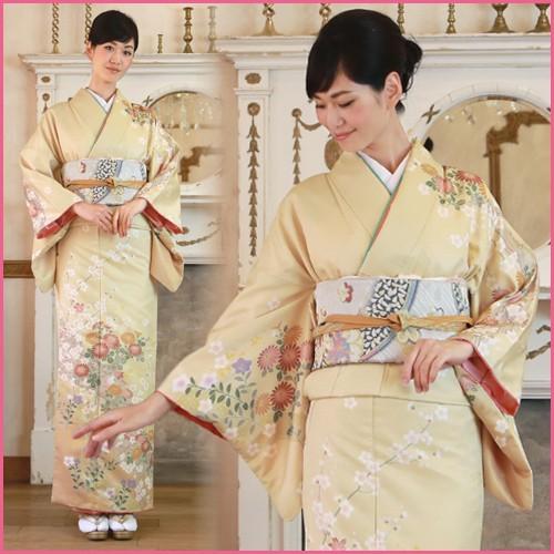 訪問着 19点フルコーディネートレンタルセット「黄色地に菊 桜 桔梗